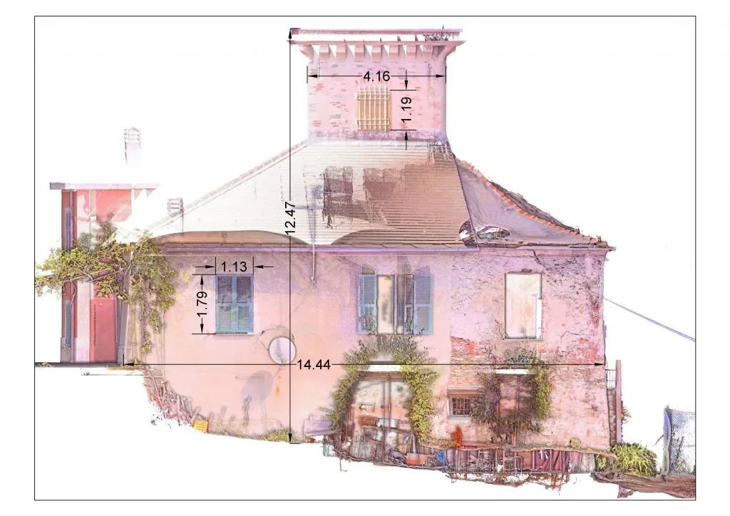 Ortoimmagine metrica di un edificio storico